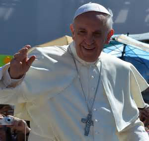 Pope Francis waving and smiling