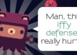Octobear from Alphabear game text reads Man, this iffy defenses really hurts